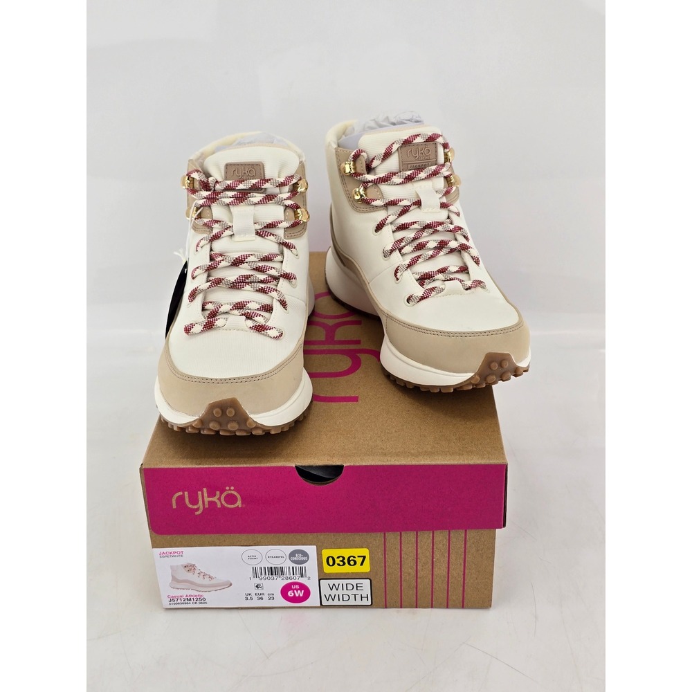 Ryka Jackpot Sneaker Boots Womens 6W Egret White J5712M1250 - New